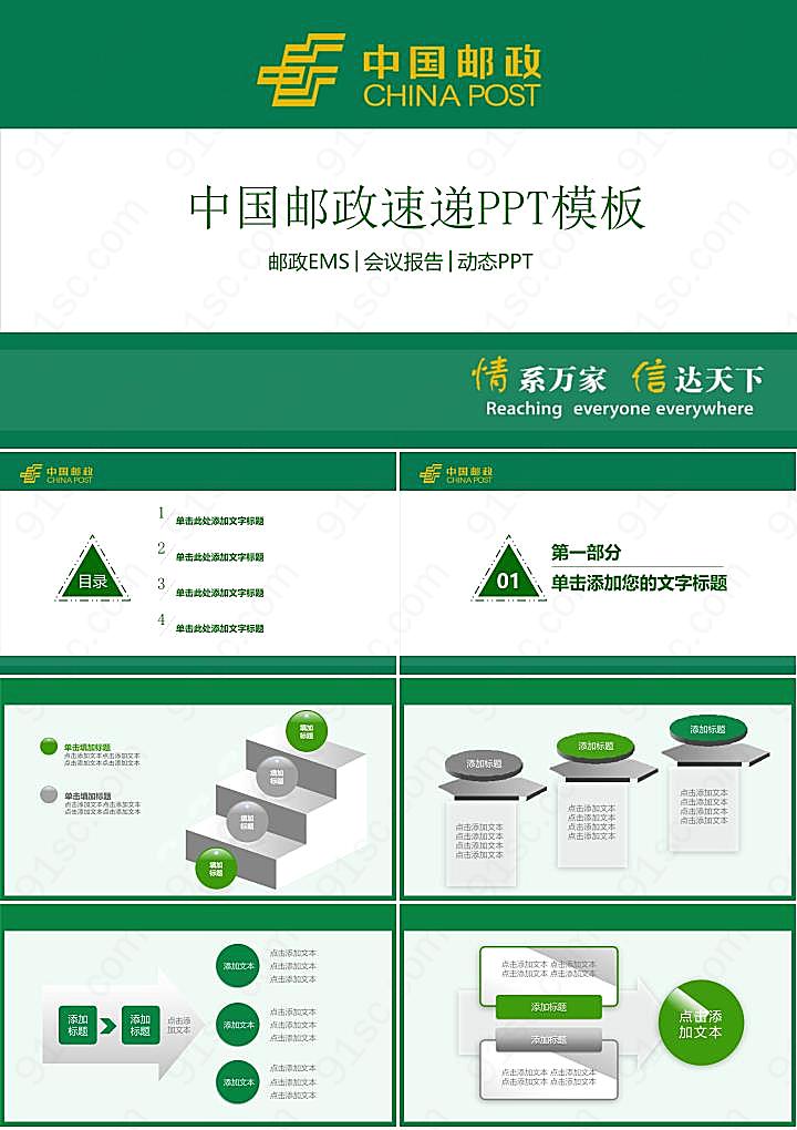 银行中国邮政专用PPT模板