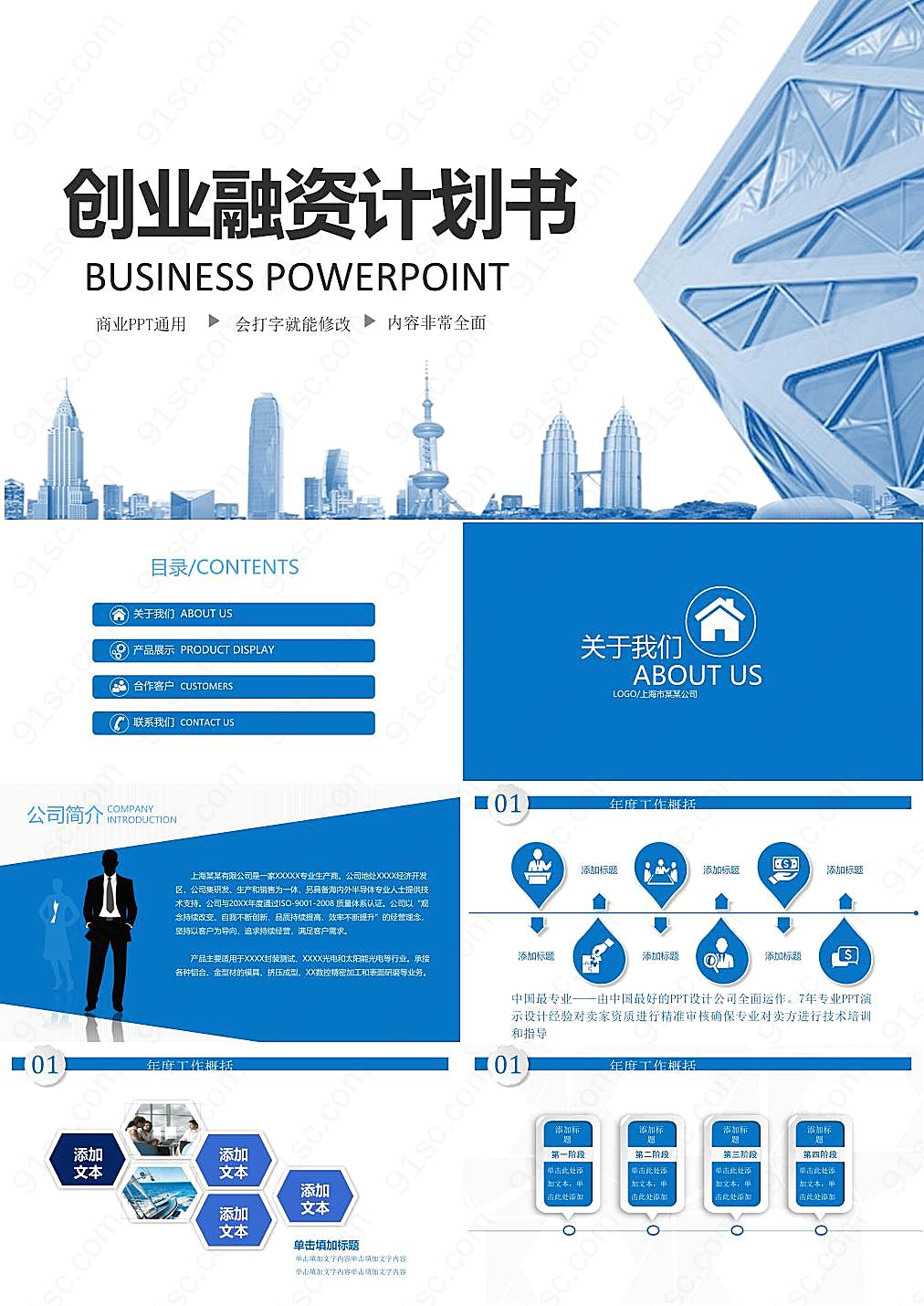 动态香港背景的创业融资计划书ppt模板