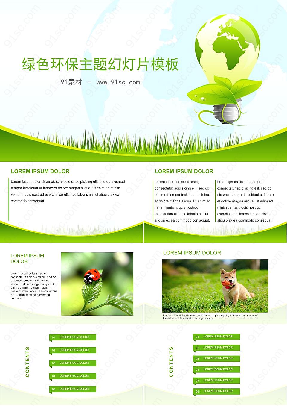 草地灯泡背景的节能环保环境保护