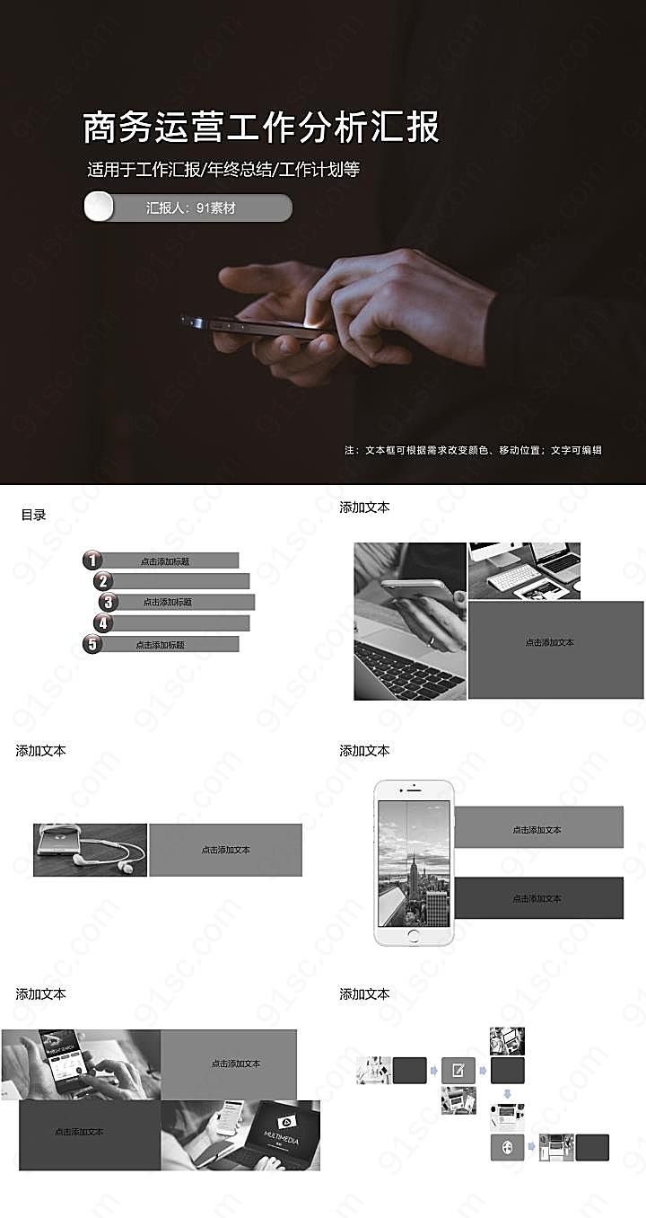 商务运营工作分析汇报工作汇报PPT模板