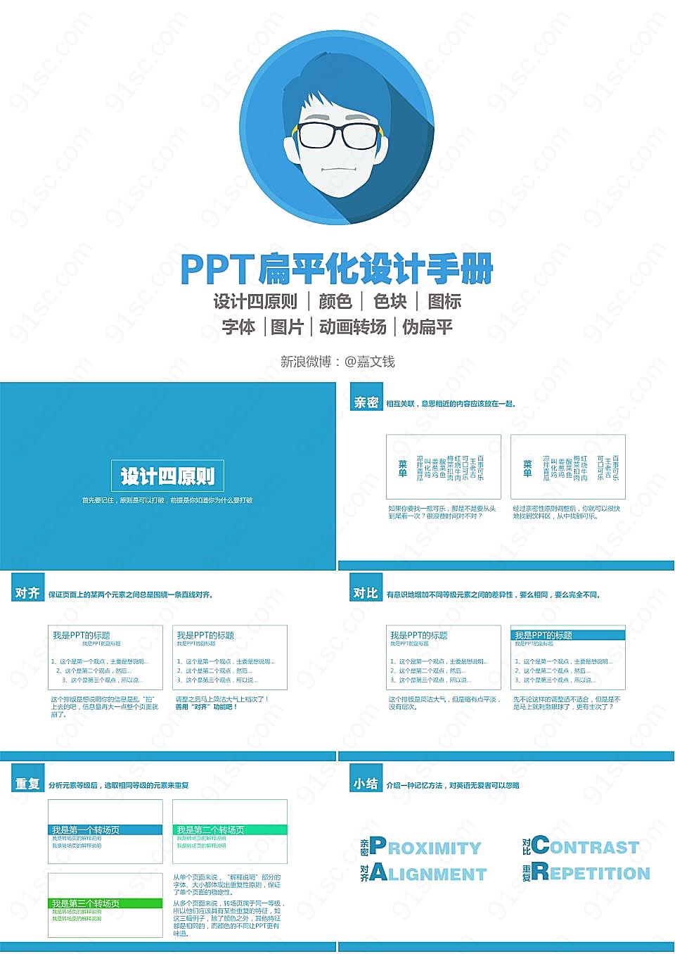 扁平化ppt设计手册下载培训PPT模板