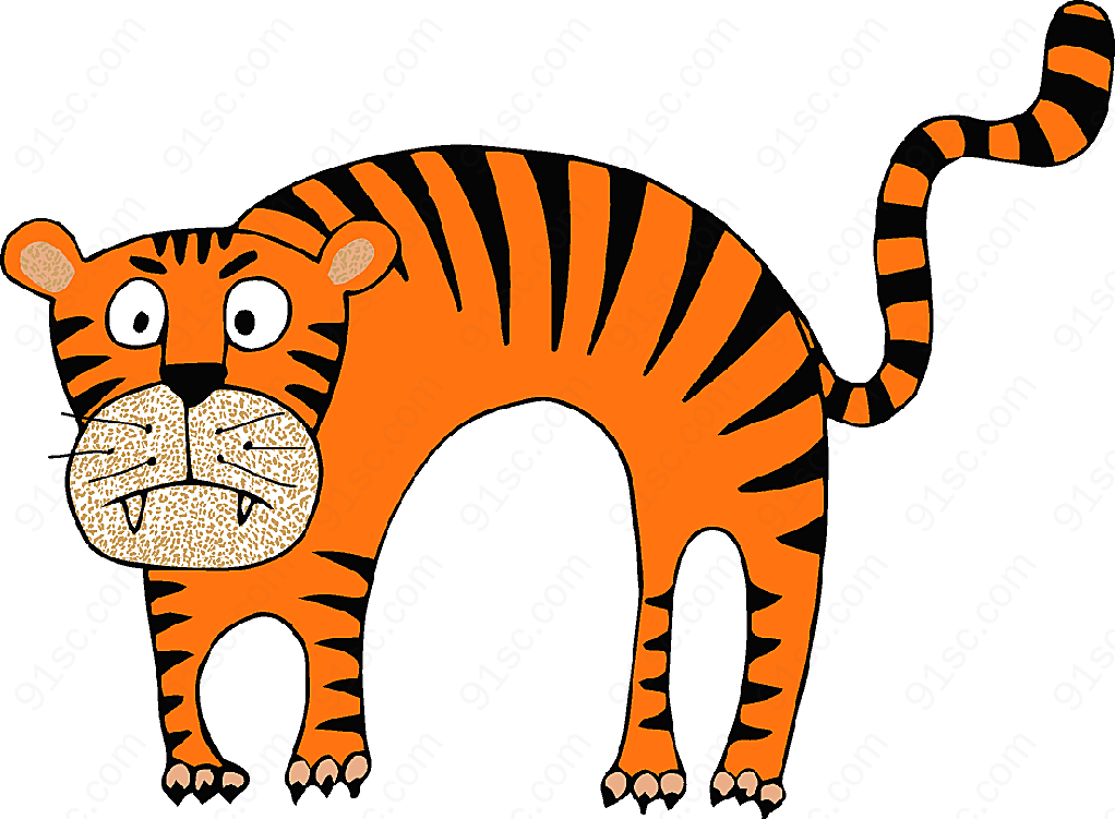 卡通生气的老虎动物设计