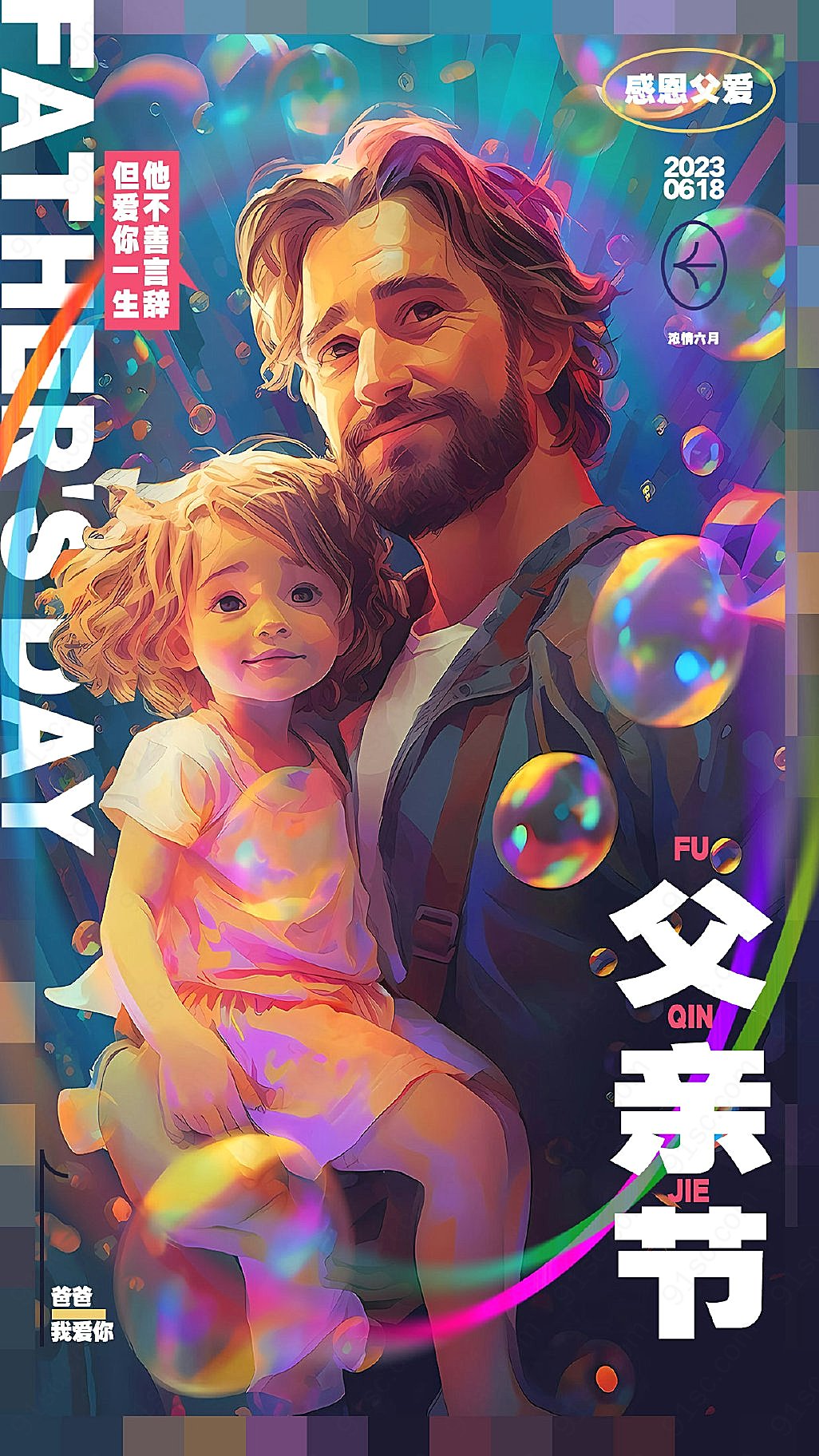 父亲节送一款炫酷的手机海报给最爱的爸爸新媒体用图下载