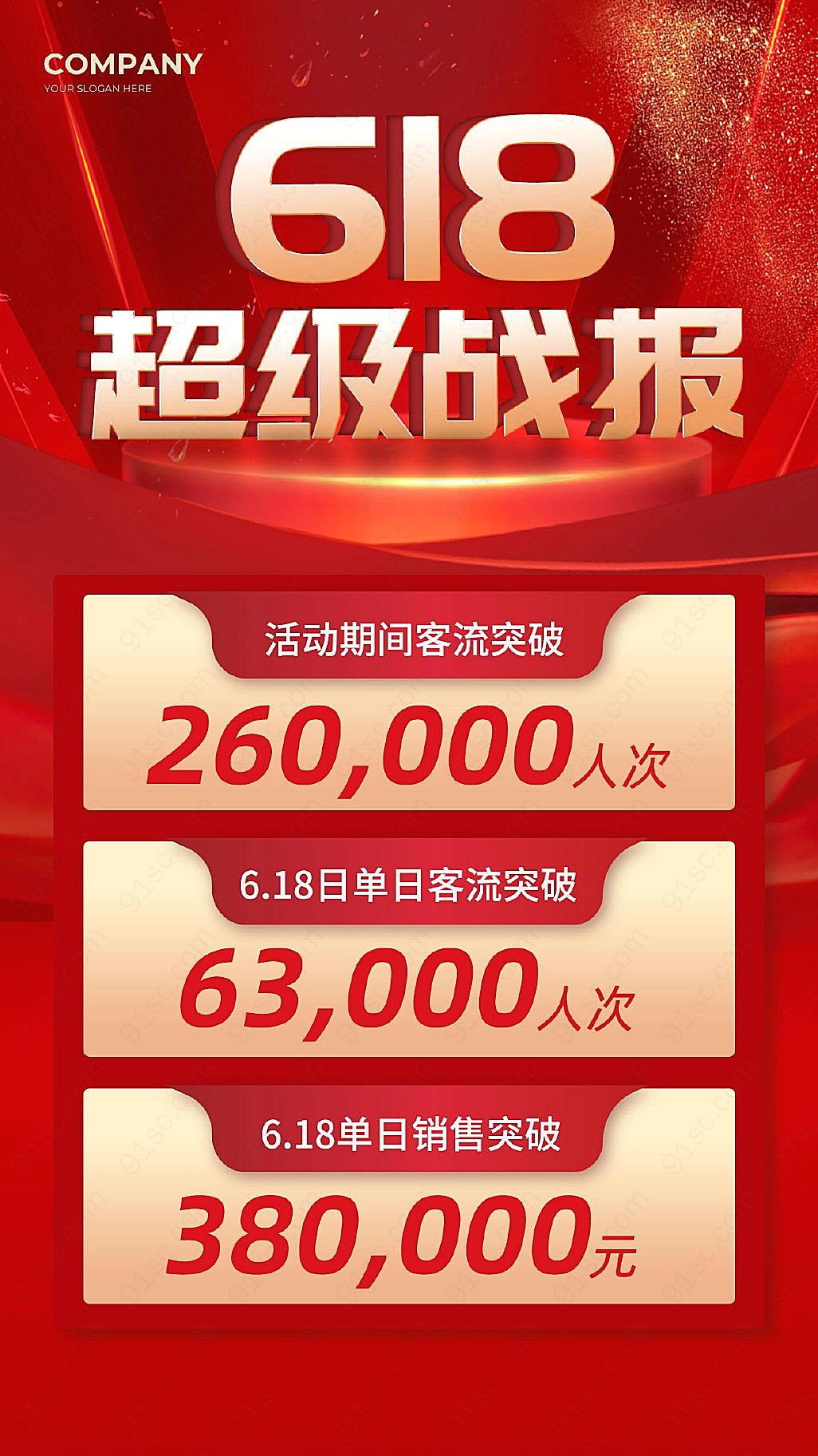 红色炫耀618超级疯狂促销618战斗口号手机广告海报新媒体用图下载