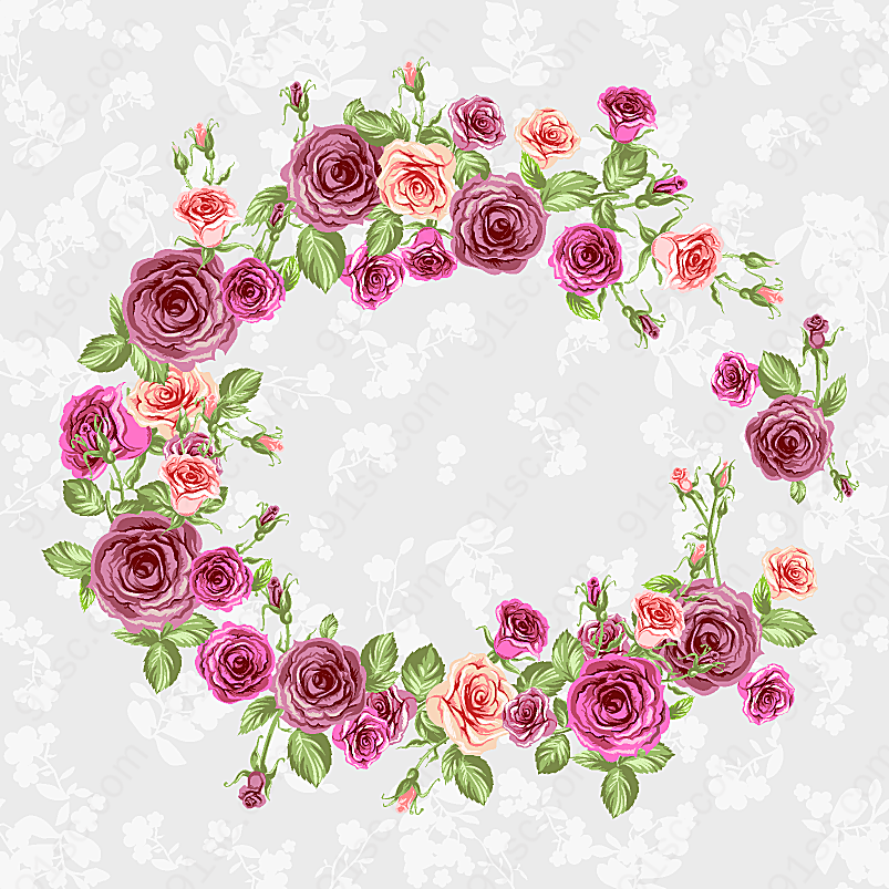 蔷薇花纹理边框