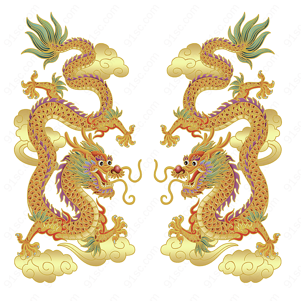 双龙设计图案中国风装饰图案