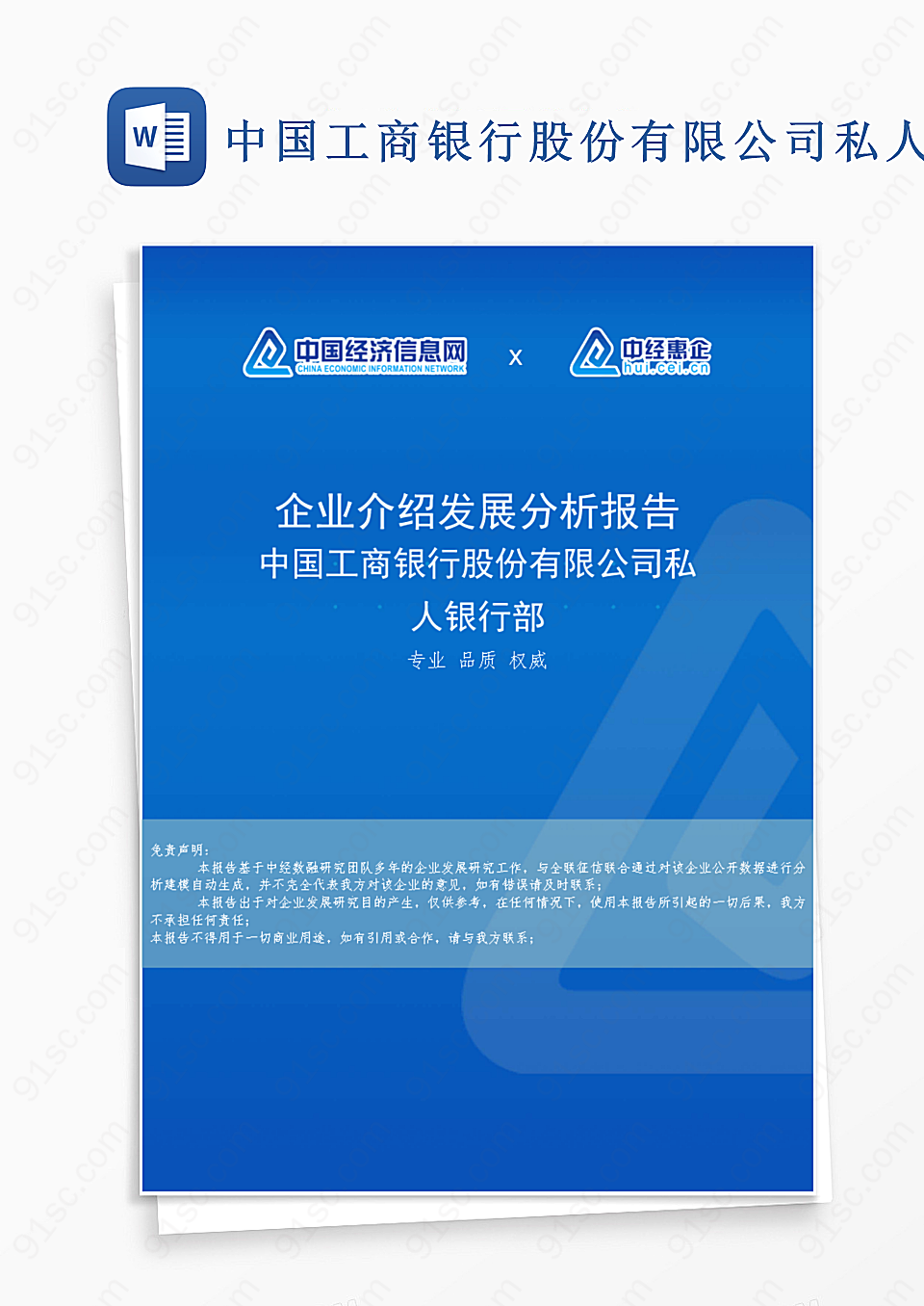 中国工商银行私人银行部企业成长发展分析报告概览工作范文Word模板下载